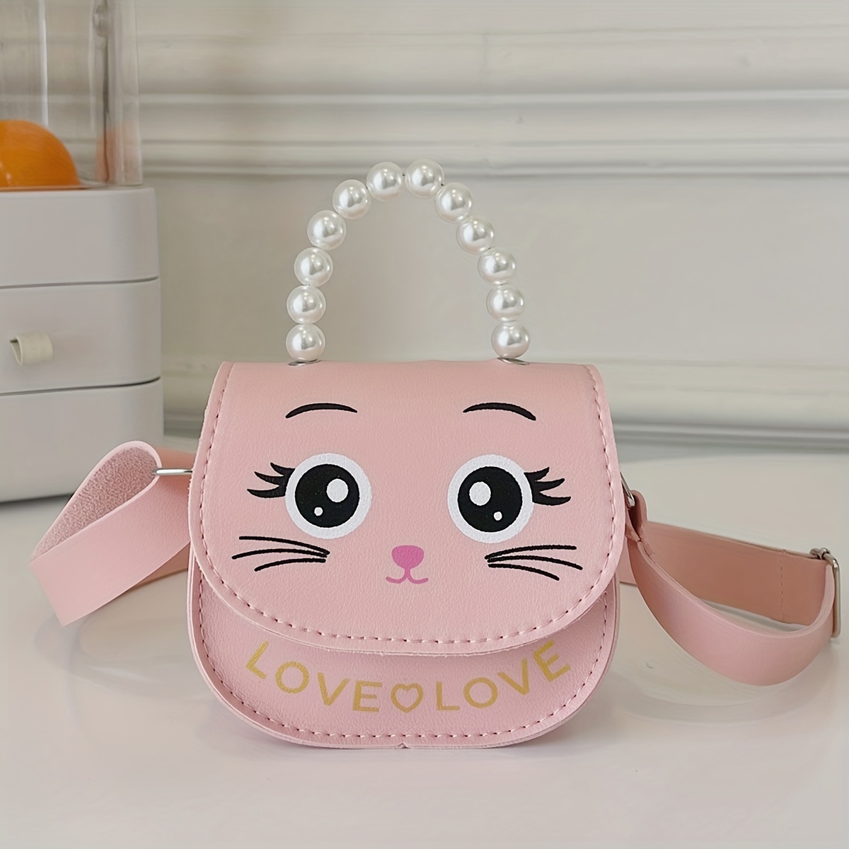 Lov Mini Messenger Bag Cute Bow Small Crossbody Purse Children Shoulder Bags Handbags for Kids Teen Girls, Girl's, Pink