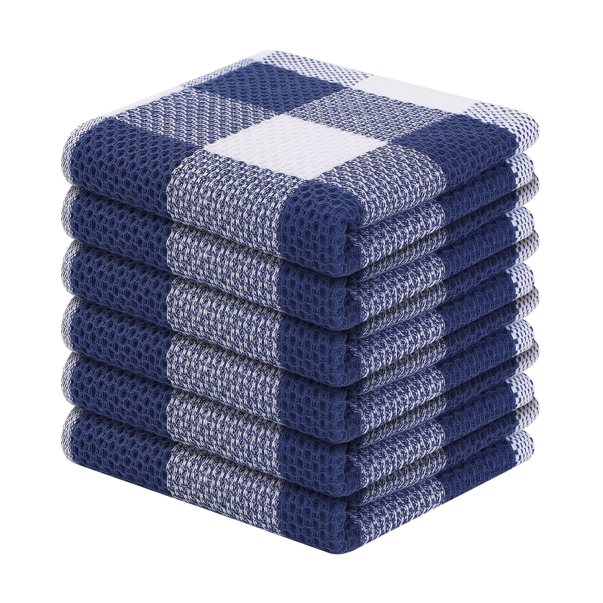 Waffle Weave Check Plaid Dish Cloths,, Super Soft And Absorbent Dish Towels  Quick Drying Dish Rags, White, Navy Blue - Temu