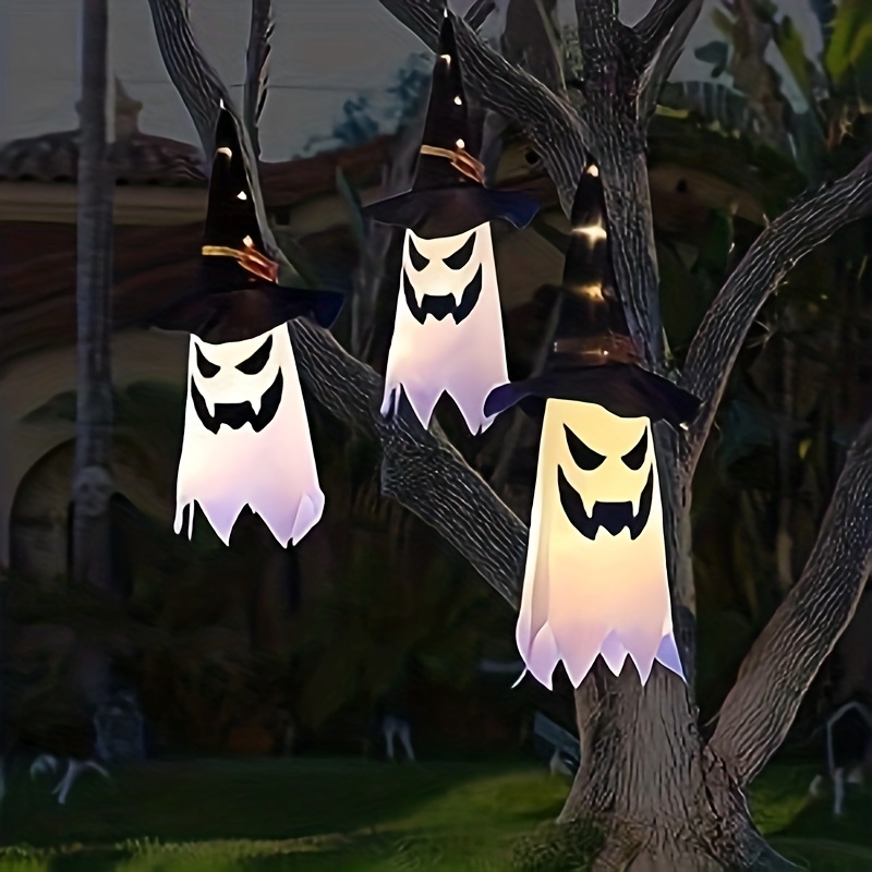 Hanging Glow Ghost Witch Hat, Halloween Decorations, Indoor ...
