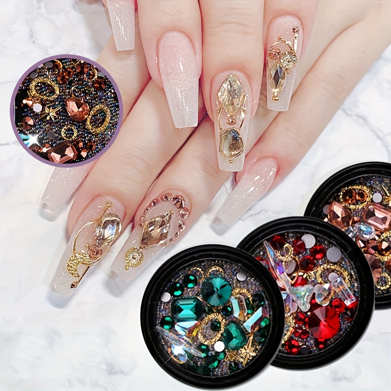 12 Cajas De Cristales surtidos para Decoración Para Uñas Nail Art