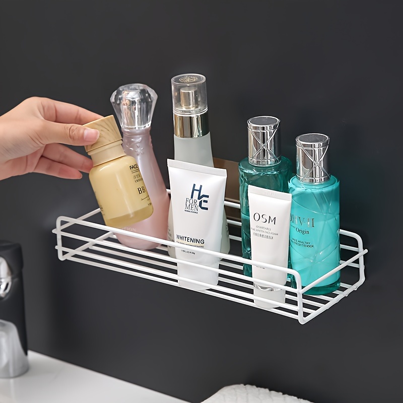 Wall Mounted Bathroom Storage Rack, Punch-free Bathroom Hanging Shelf, Bathroom  Caddy Organizer, Shower Caddy Basket, Shampoo Shower Gel Holder Organizer,  Bathroom Accessories - Temu