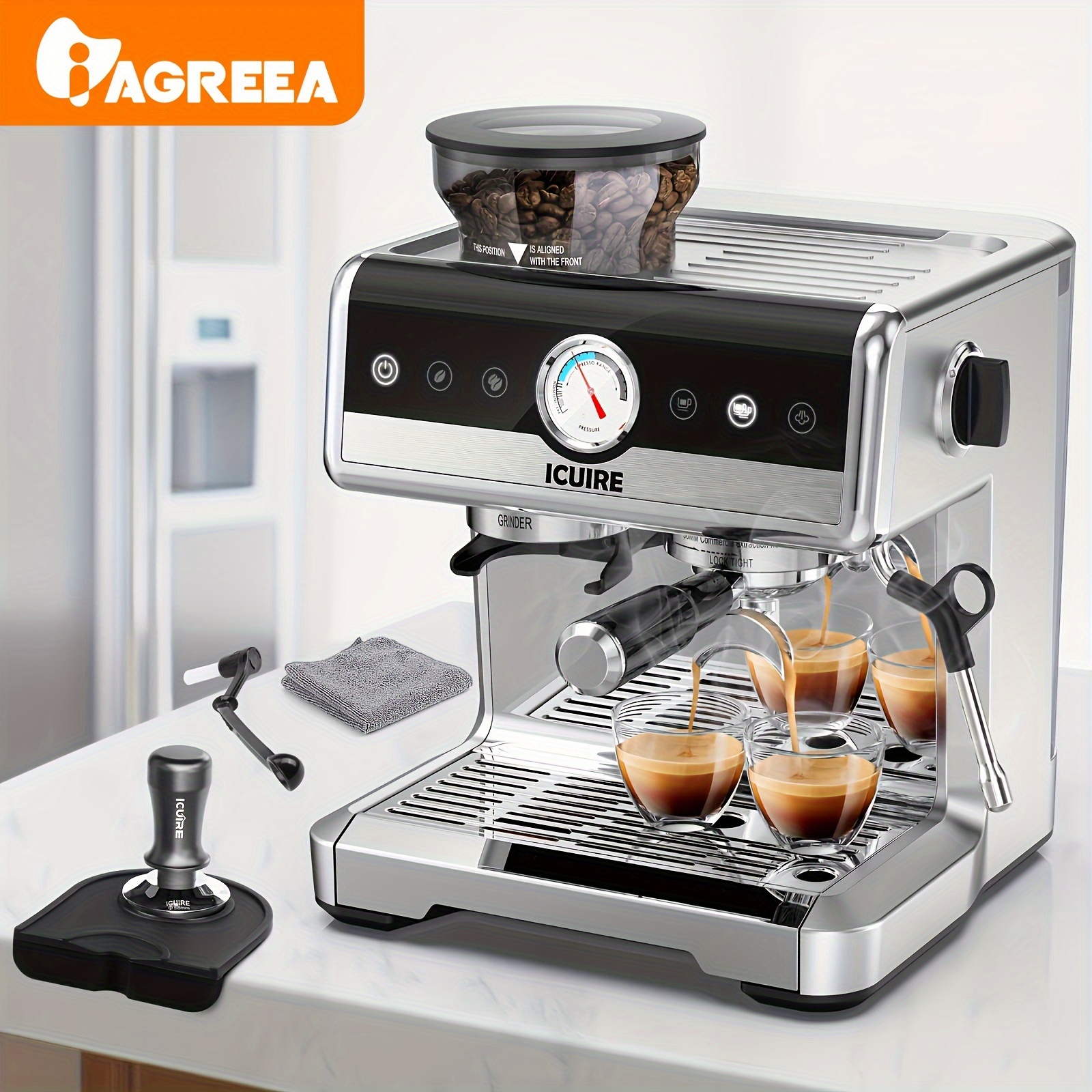 ICUIRE 20 Bar Espresso Machine with Milk Frother, 1.5L/50oz Removable Water  Tank, 1050W Semi-Automatic Espresso/Latte/Cappuccino Machines for Home  Barista, Office