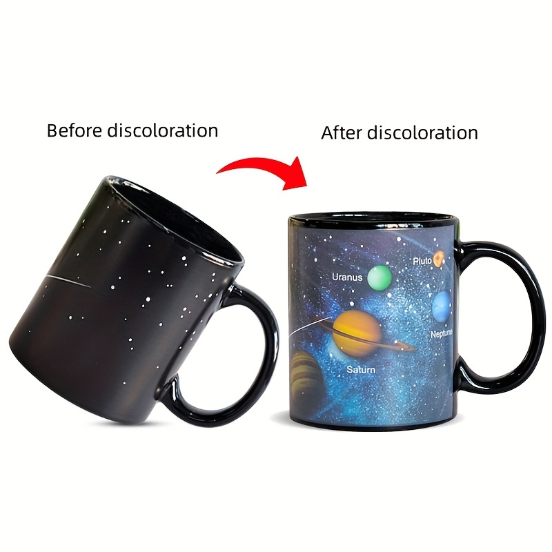 

1pc, Solar System Color Changing Coffee Mug, Outer Space Pattern Ceramic Water Cup, Heat Sensitive Coffee Cups, Summer Winter Drinkware, Gifts