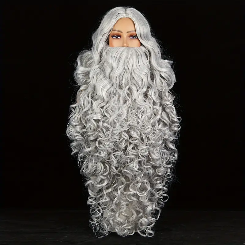 Long Gray Beard Mustache Wig Grey Facial Hair Prop Halloween Costume Accessory Long Gray Beard Mustache Wig Grey Facial Hair Prop Halloween Costume Accessory
