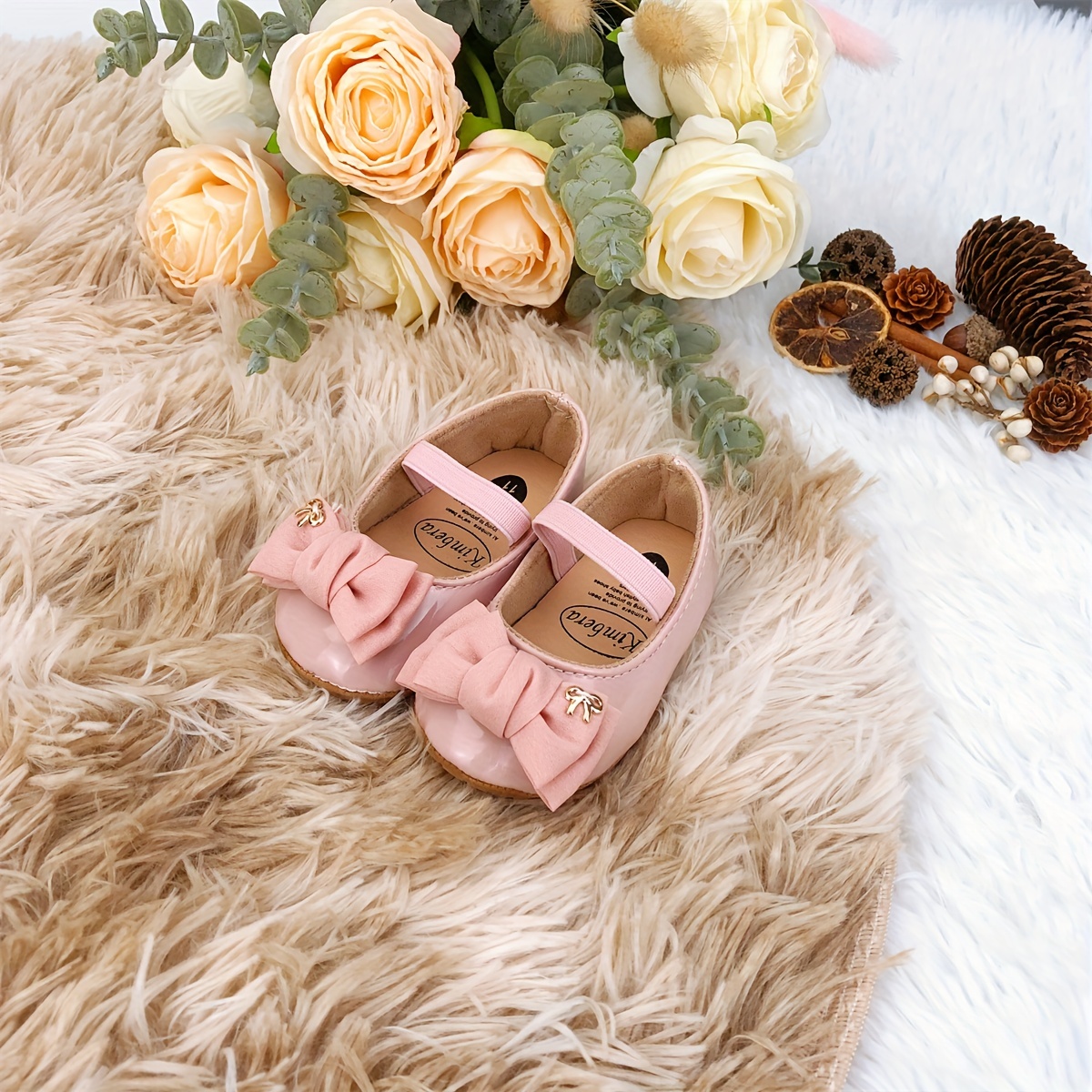 Trendy Elegant Bowknot Mary Jane Shoes For Baby Girls, Comfortable Lightweight Non Slip Soft Flat Sole Shoes For Indoor Outdoor Party, Spring And Autumn