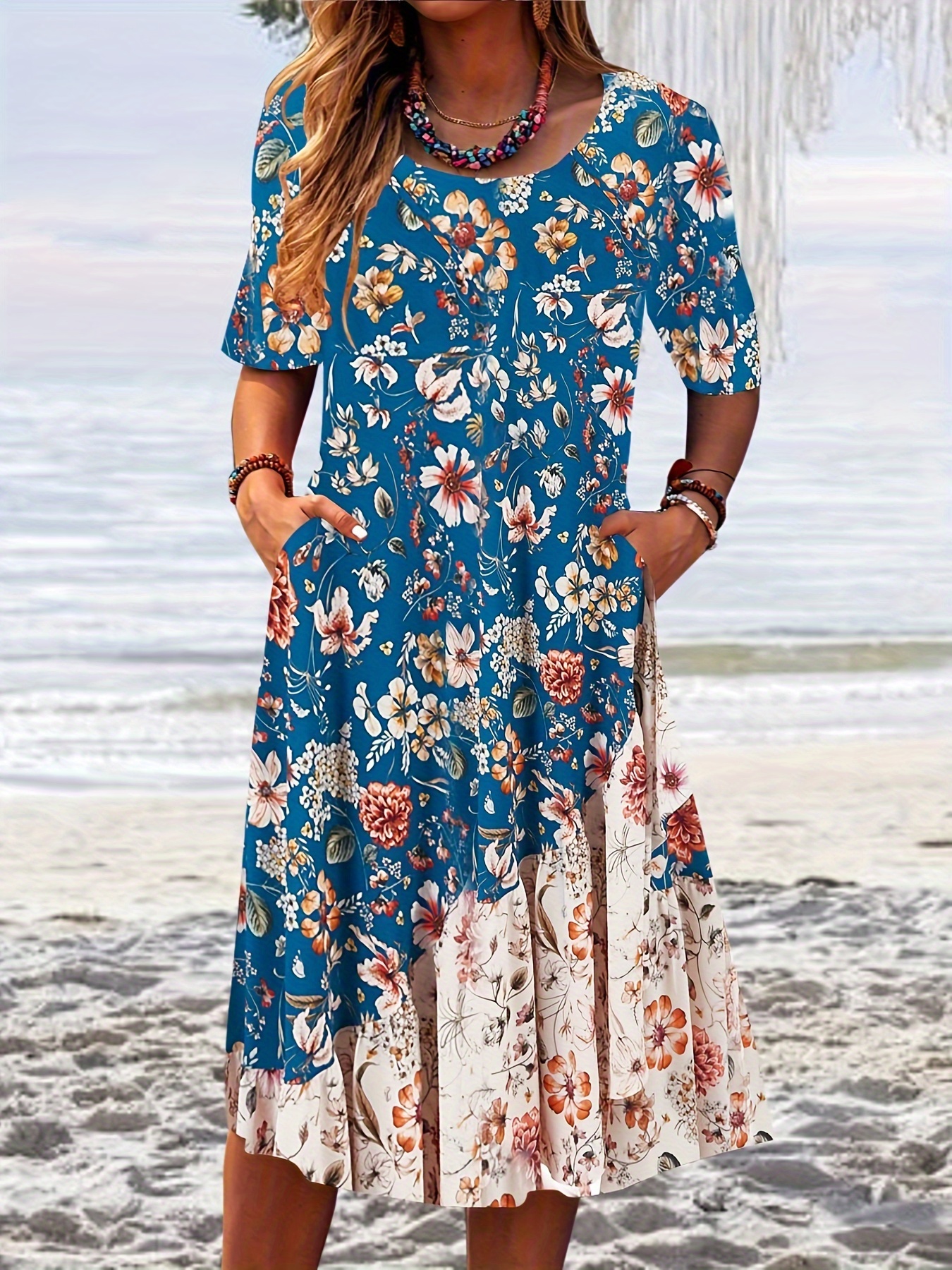 Vestido casual plus size feminino plus size estampa floral - Temu Portugal