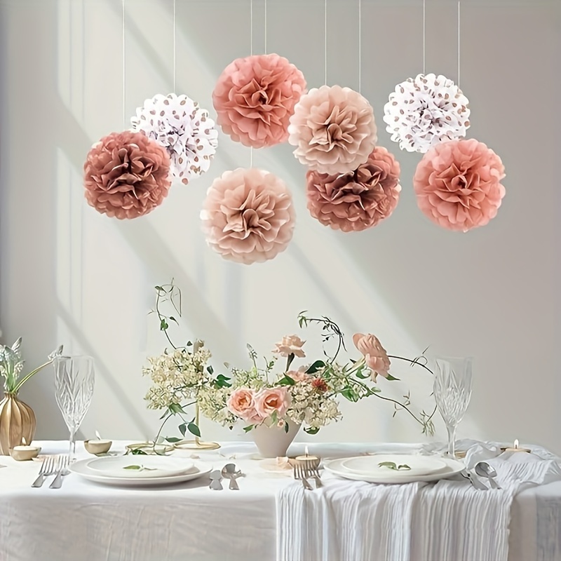 Rose Pink Birthday Party Streamers Decorations Hanging Paper Polka