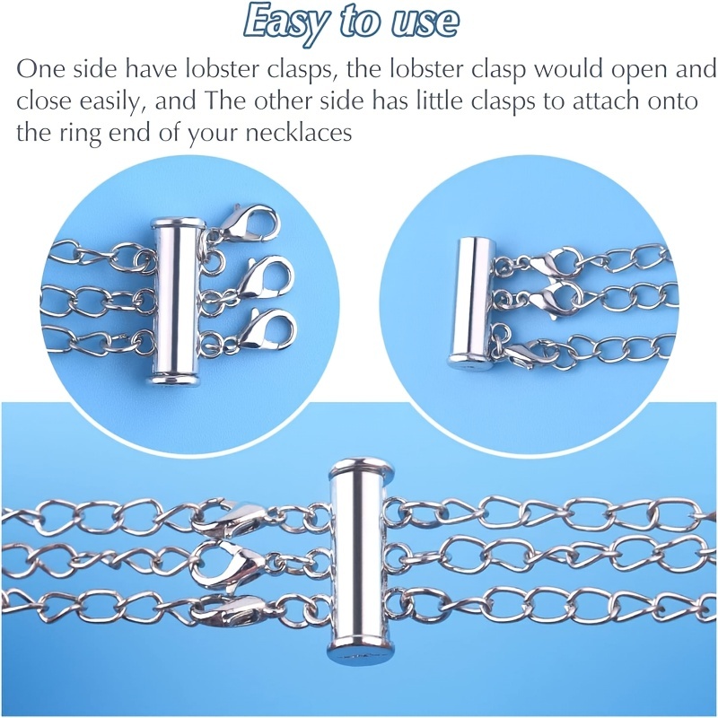 3 Sizes Necklace Connector Slide Locking Clasp Layered - Temu