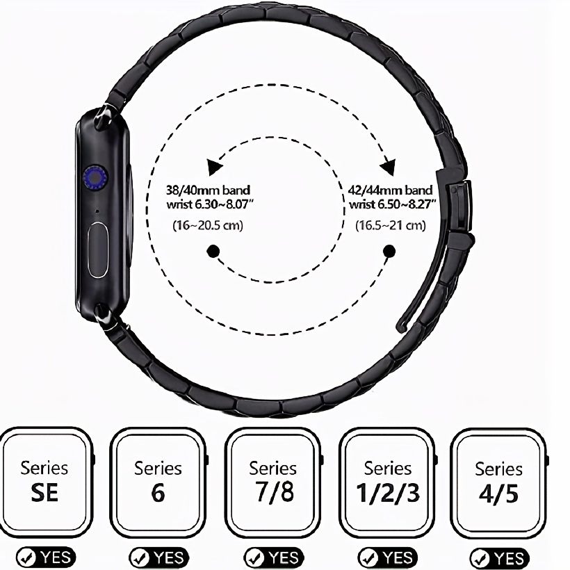 Black Stainless Steel Mesh Band for 42 & 44 mm Apple Watch - Each