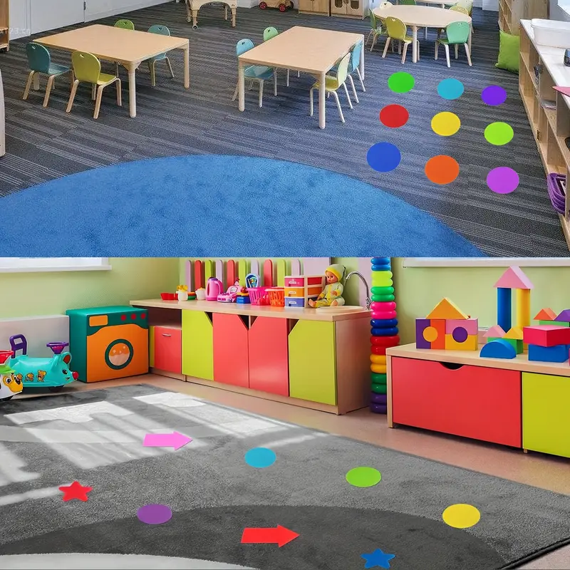 36 marcadores de alfombra de 6 colores, marcadores adhesivos de puntos de  alfombra de 4 pulgadas para profesores de aula, estudiantes, jardín de infan