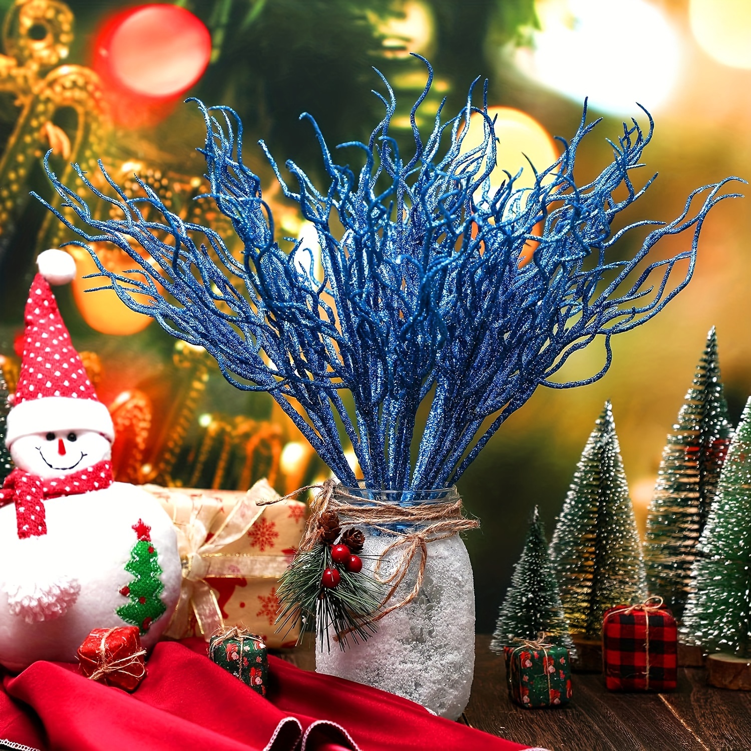 Glitter Christmas Tree Pick Curly Tall Tree Filler Branches - Temu