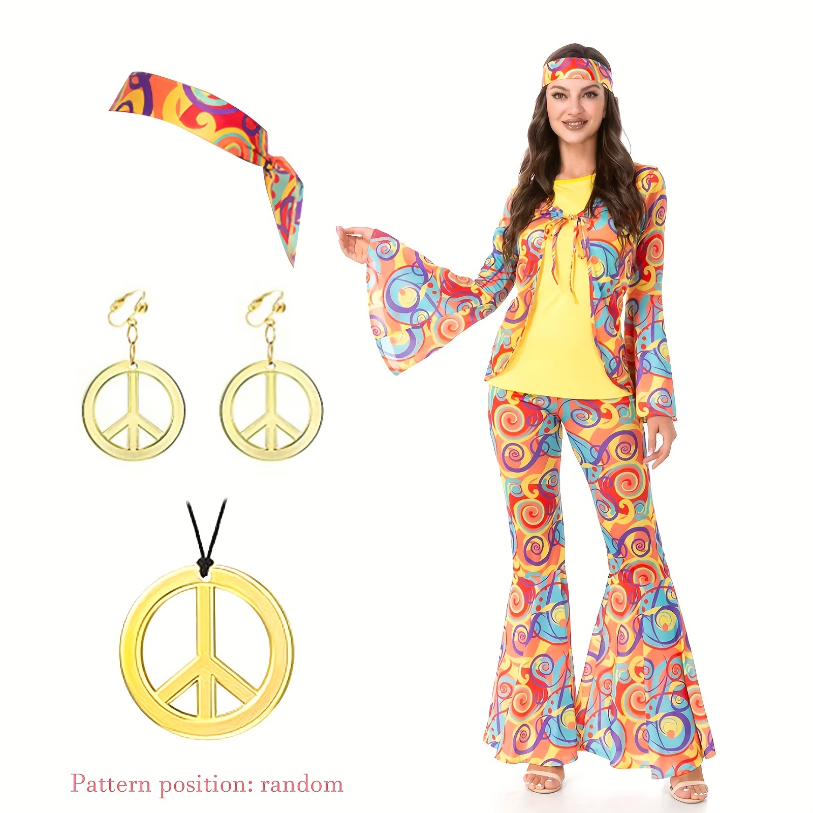 Conjunto Accesorios Mujeres Hippie Costume 60s 70s Vintage - Temu Mexico