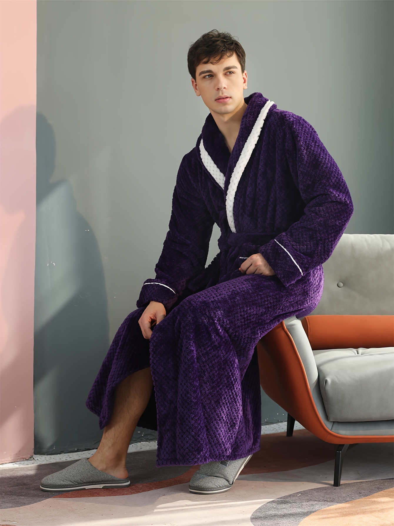 2023 Mens Winter Plush Lengthened Shawl Bathrobe Long Sleeve Mens Sleepwear  Robe For Home From Longxianlo, $37.08