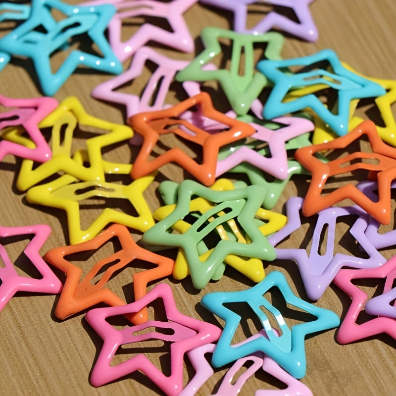 Set of 20 Solid Star Hair Clips for Girls