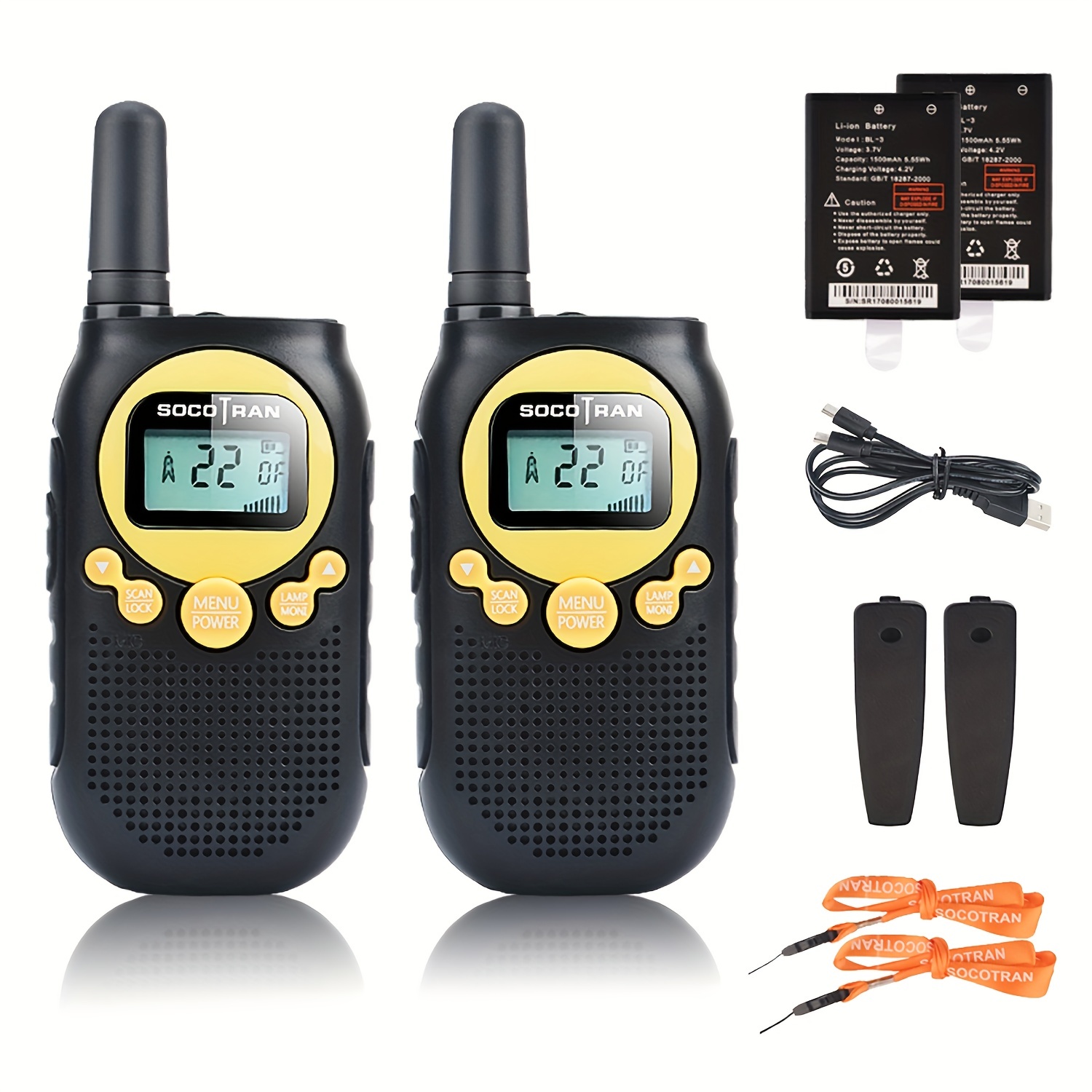 Walkie Talkies de largo alcance, paquete de 4 walkie talkies recargables  para adultos, baterías de iones de litio integradas de 1200 mAh, carga  USB-C