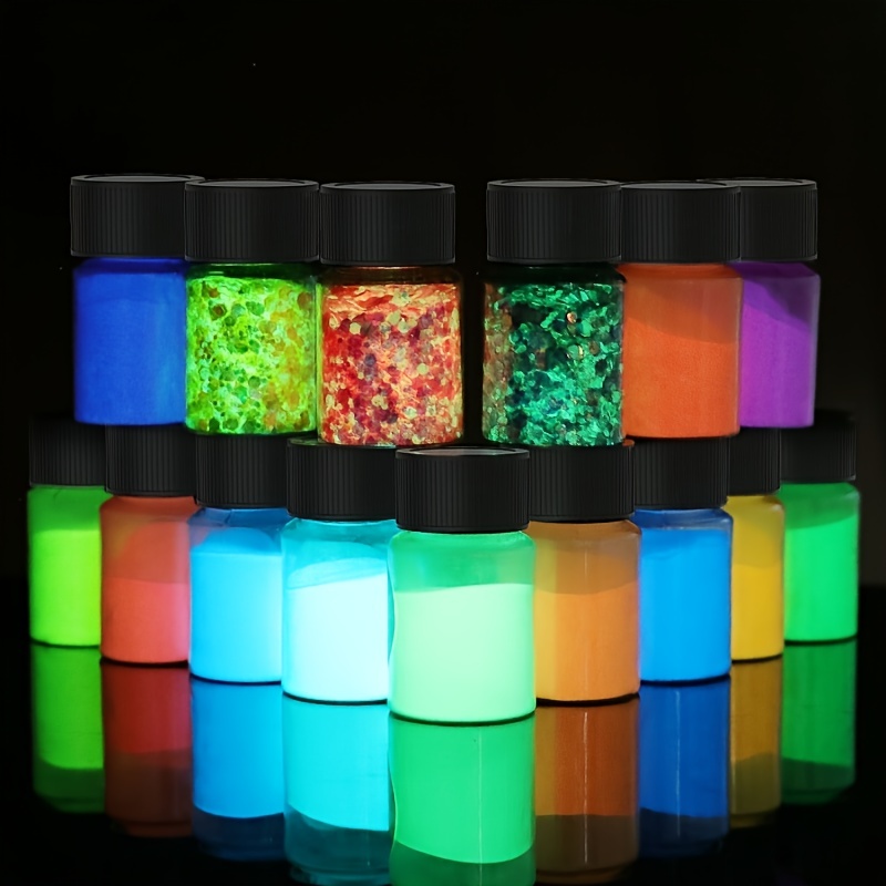 DEWEL Glow in The Dark Pigment Powder, 12 Colors Luminous Powder Set for Epoxy Resin, Fine Arts, DIY Crafts, Nail Art, Halloween, Party - 20g Each