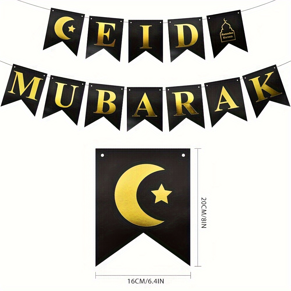 Eid Mubarak Banner Ramadan Decoración Estrella Bunting Ramadan