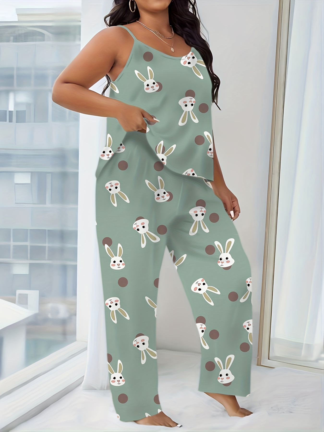 Milumia Women's Cartoon Print Ruffle Trim Cute Sleeveless Cami Pajama Set :  : Clothing, Shoes & Accessories