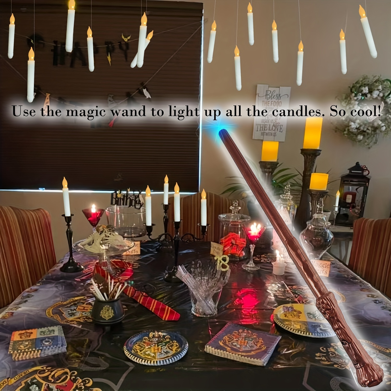 HARRY POTTER HALLOWEEN Floating Candles with Magic Wand remote