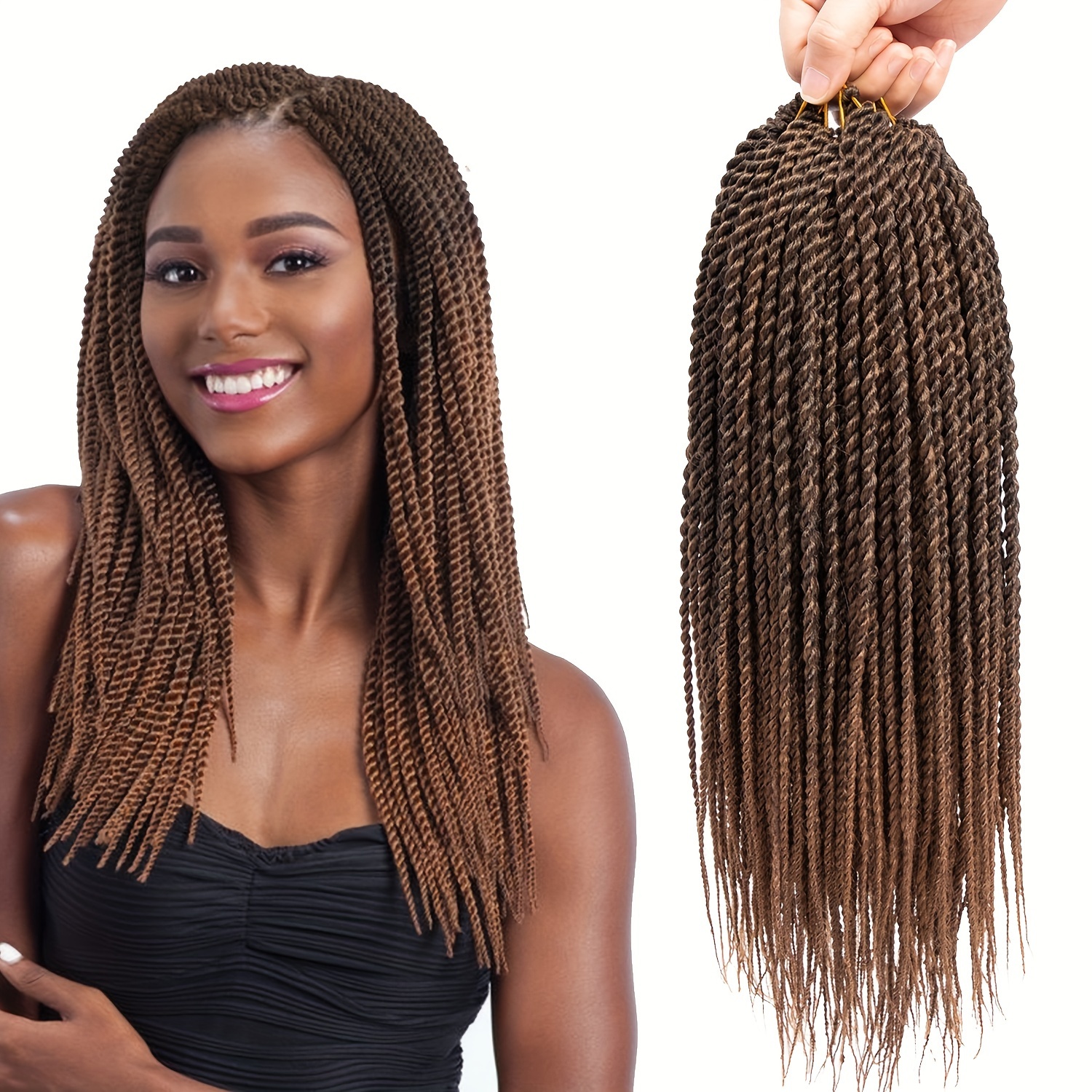 14 Inch 8Packs Senegalese Twist Hair Crochet Braids 30Stands/Pack Synthetic  Braiding Hair Extensions for Black Women… (14 Inch, 1b)