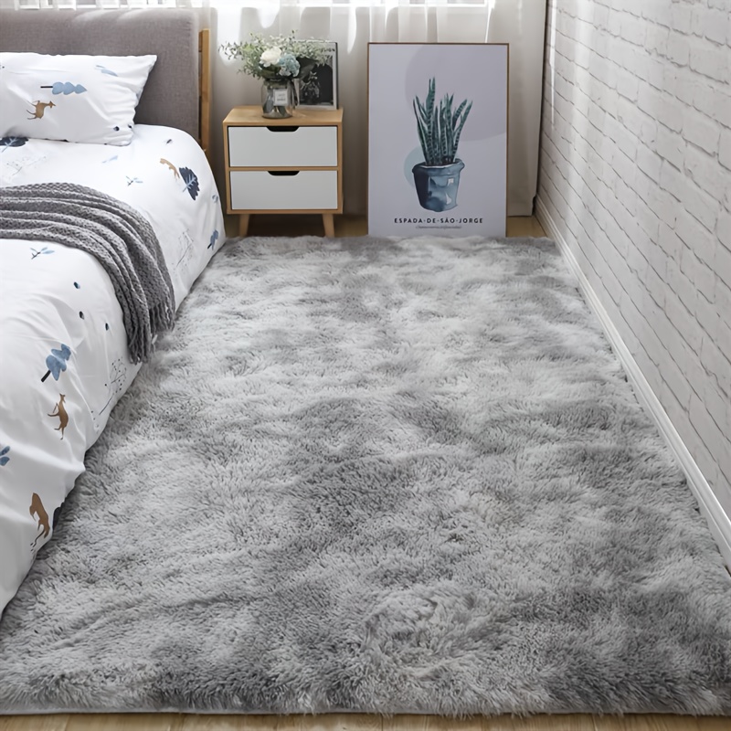 

1pc Solid Fuzzy Rug,nordic Carpet, Living Room Sofa Coffee Table Blanket, Bedroom Bedside Soft Full Room Plush Floor Mat