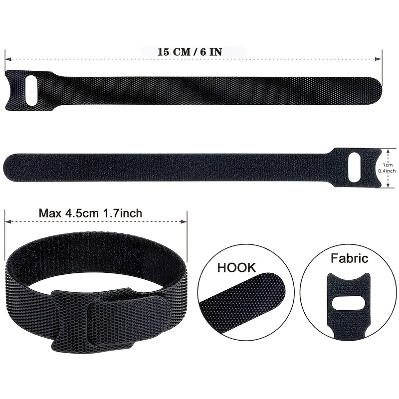 Reusable Hook Loop Cable Ties Black Adjustable Black - Temu