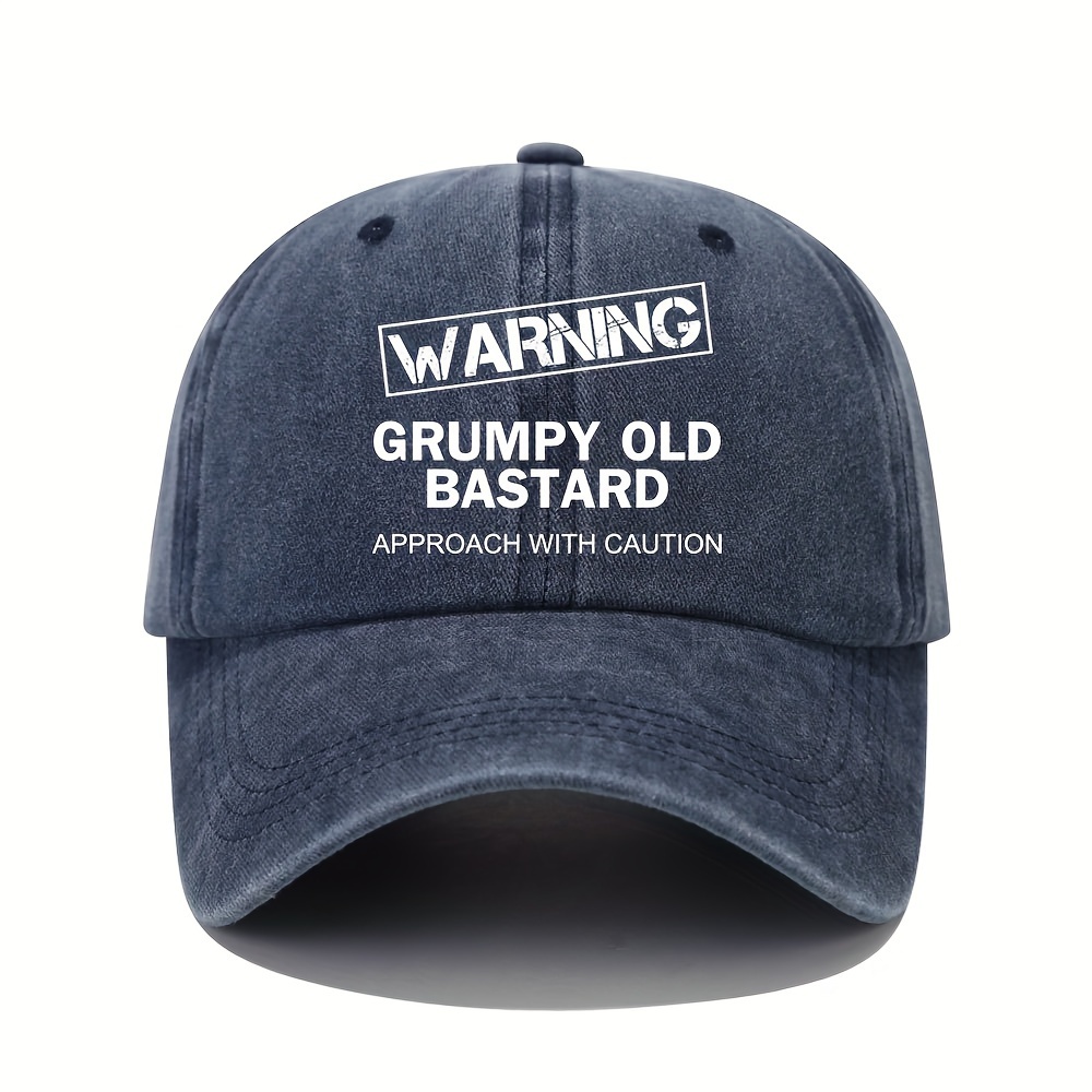 Warning Printed Baseball Solid Color Washed Distressed - Temu