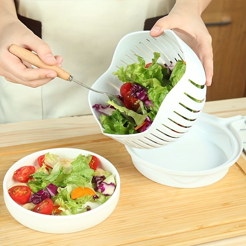 Salad Cutter Bowl Salad Maker Tools Fruit Vegetable Chopper Holder Vegetable  Cutter Holder Portable Practical Sorage Basket Kitchen Tool Kitchen Gadgets  - Temu Germany