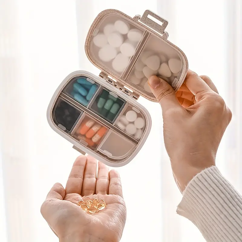 4 scomparti Quotidiano Organizer per pillole Portatile Portapillole piccolo