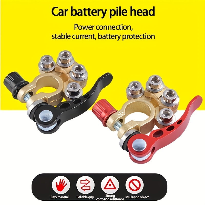 1 Pair Of Battery Terminals 12 V 24 V Battery Pole Terminals With M8 Bolts  Car Battery Connector Pole Clamp Universal Connection Terminals For Car Boa