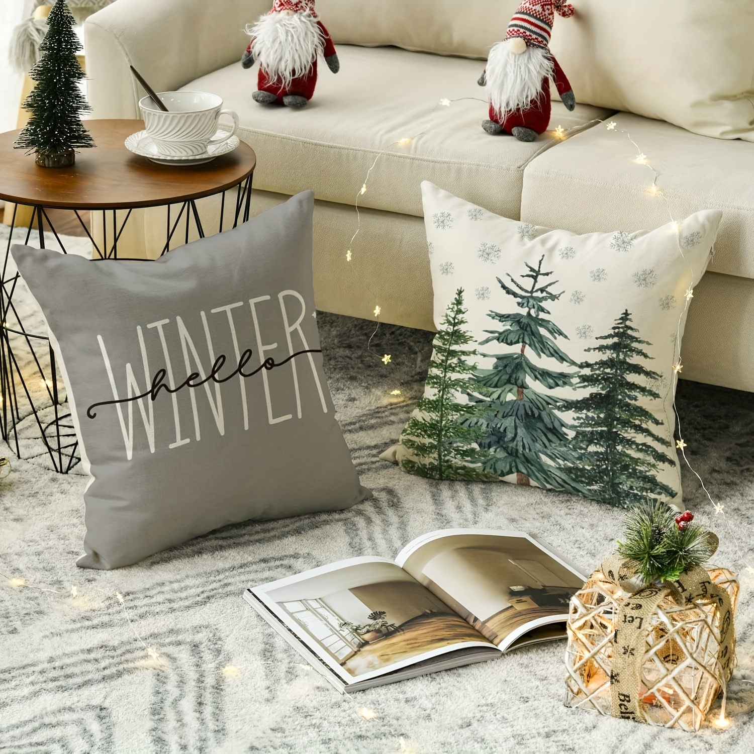 Festive Christmas Pine Spruce Square Pillow Cover Decorative - Temu