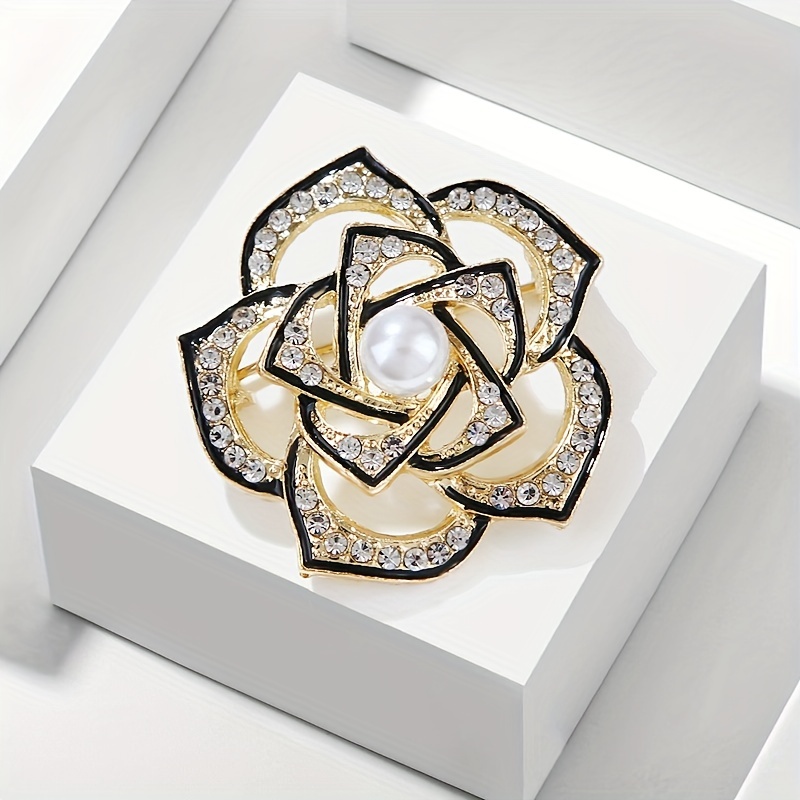 Exquisite Rhinestone Camellia Brooch Pin - Non-slip Clothing