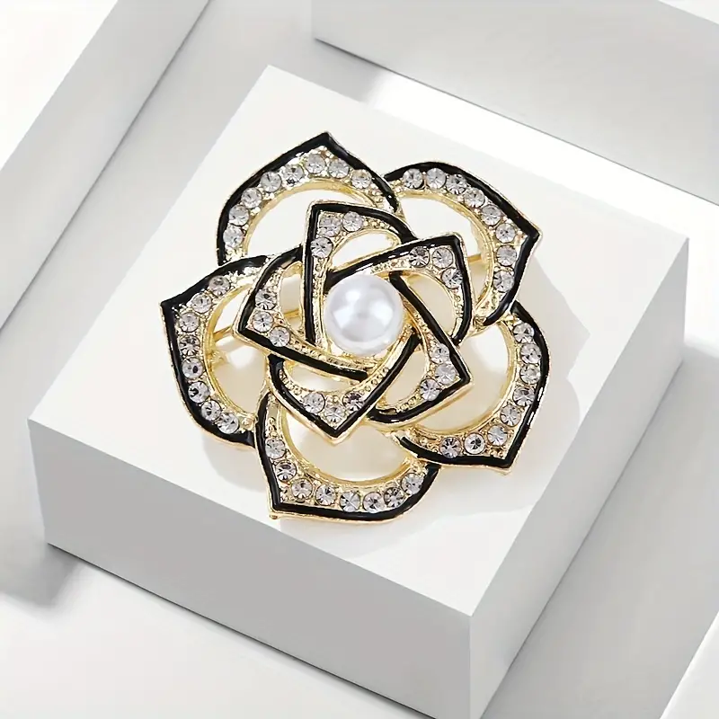 Exquisite Rhinestone Camellia Brooch Pin - Non-slip Clothing Accessory For  Women's Jewelry - Temu