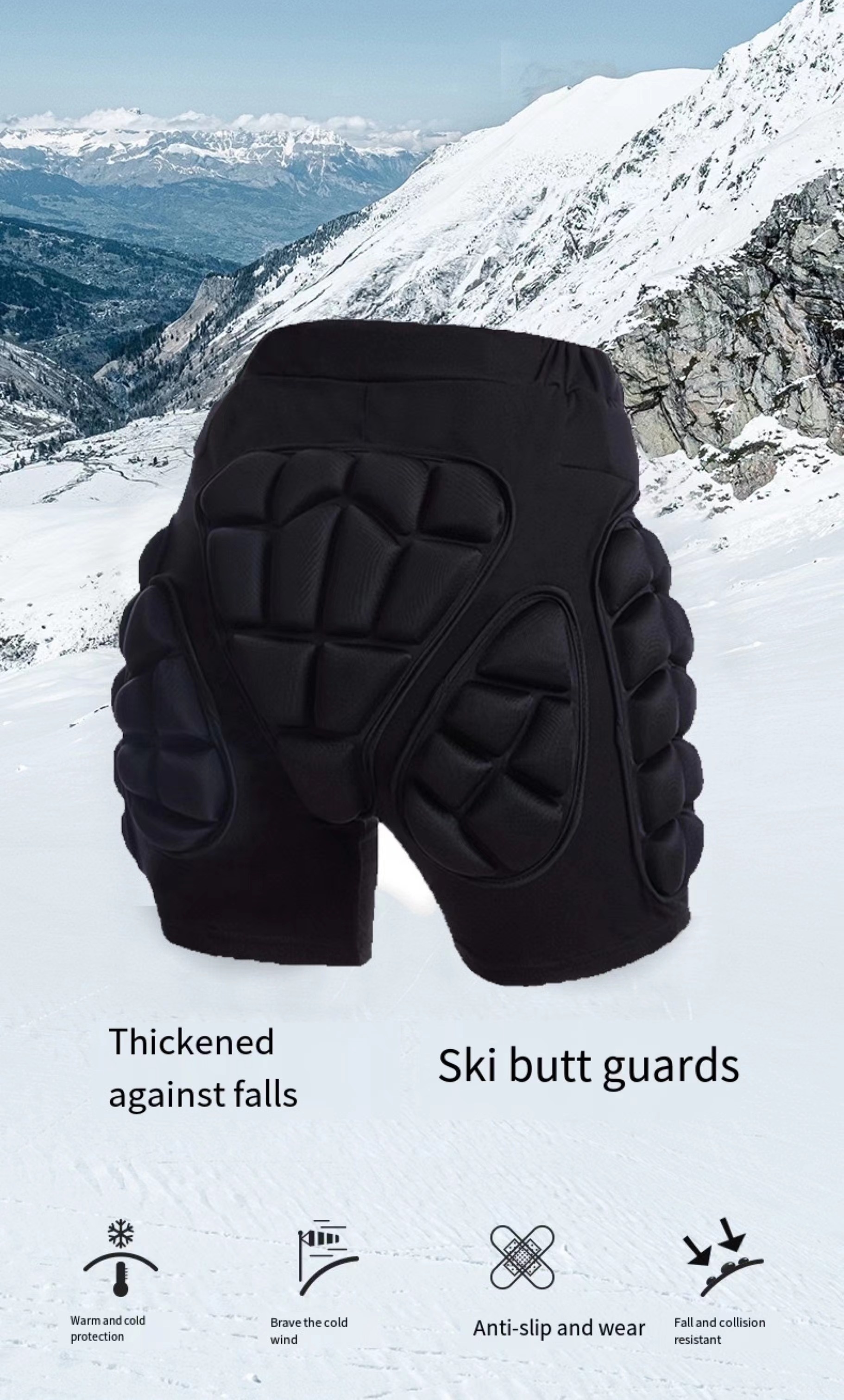 Men Protective Shorts Snowboard Ski Skate Hip Padded Impact Protector Gear  Pants
