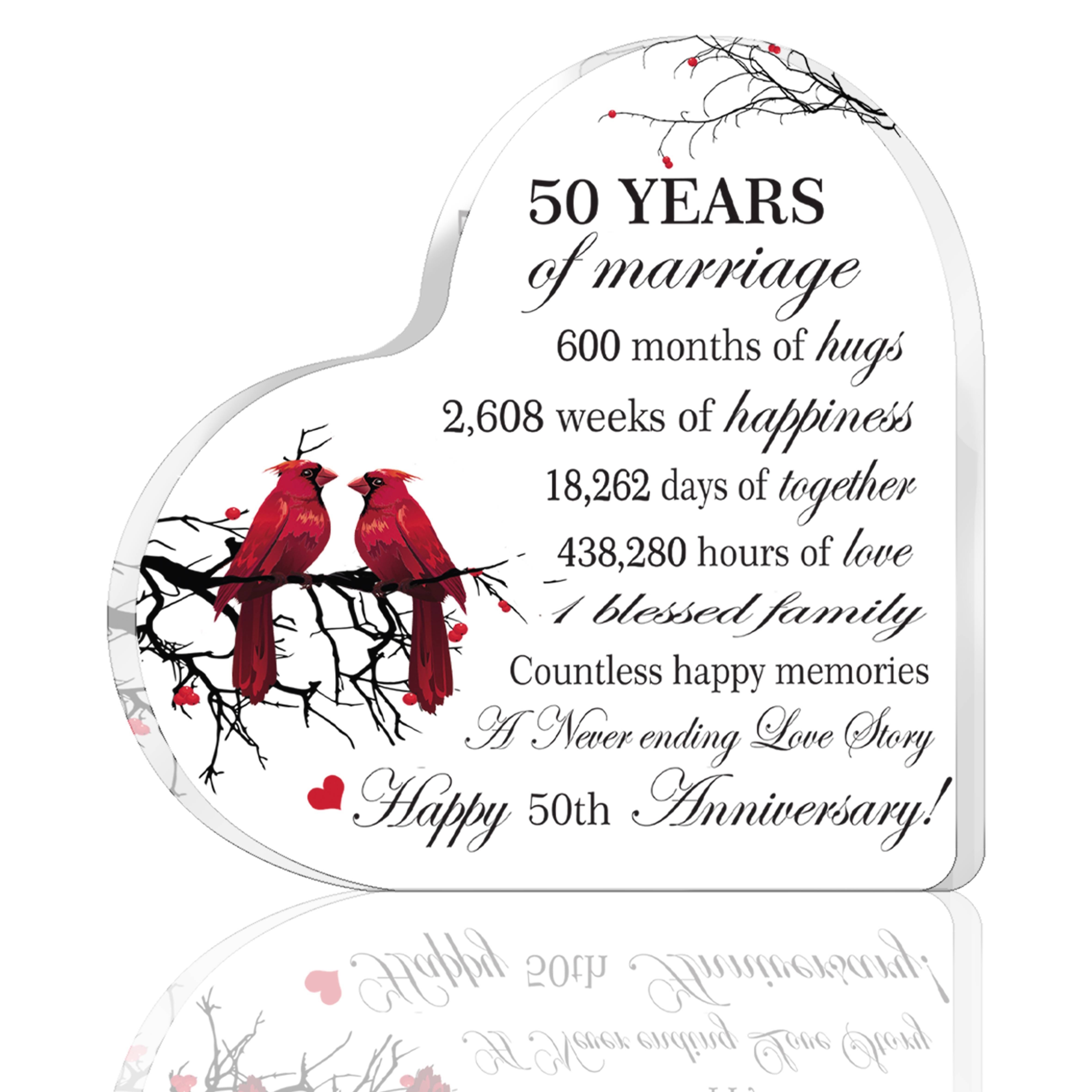 50th Wedding Anniversary Years Gifts Years of Marriage Gift Wedding  Anniversary Heart Marriage Keepsake Decoration Gift for Couple Parent Women  Mom