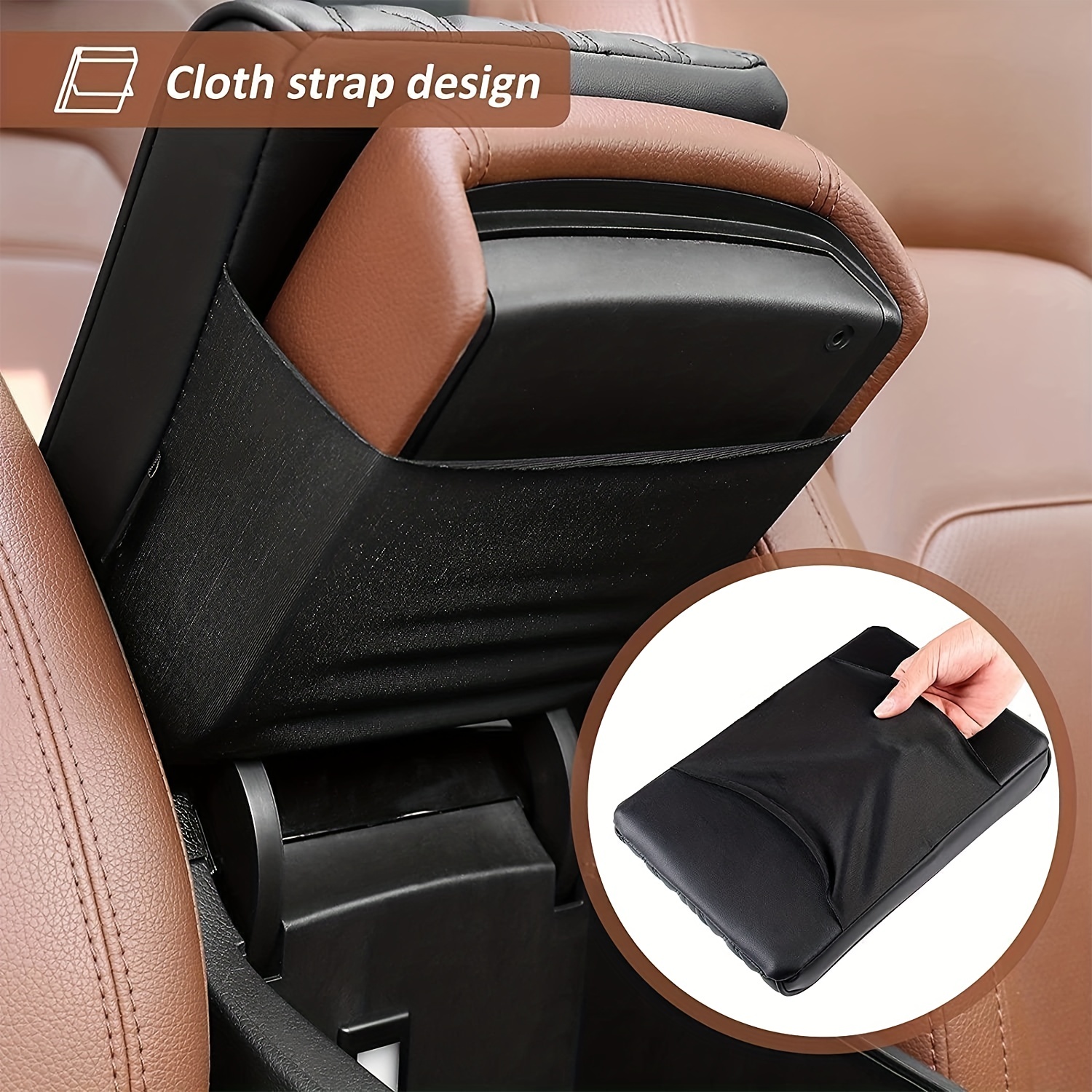 Pu Leather Center Console Cushion Car Armrest Cover Mat - Temu