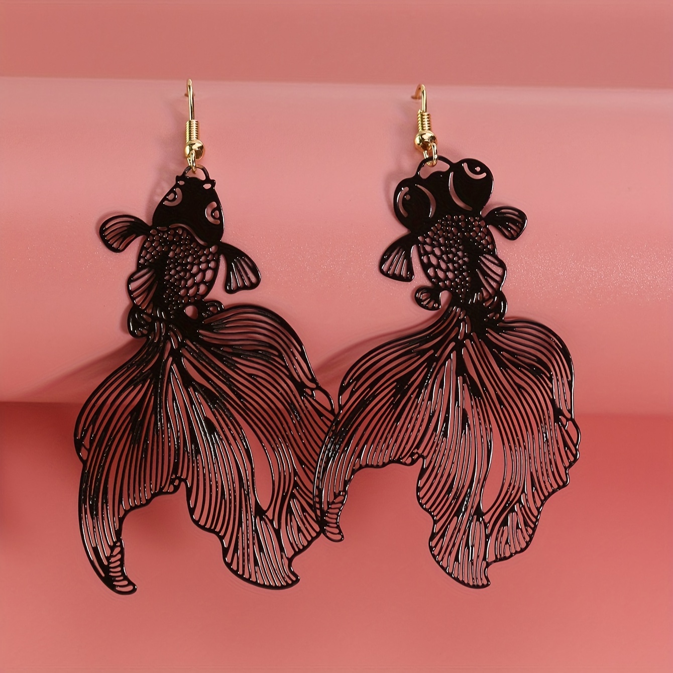 Dangle Earrings with Auspicious Fish Design, Gift for Her