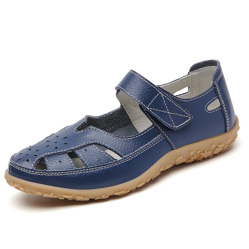 women's cut-out flat sandals, solid sole walking shoes, casual non slip  closed toe shoes | Today's Deals | Temu Oman