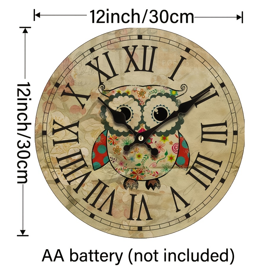 1pc 壁掛け時計 木製 電池式 ホームデコレーション フレンチカントリー ...