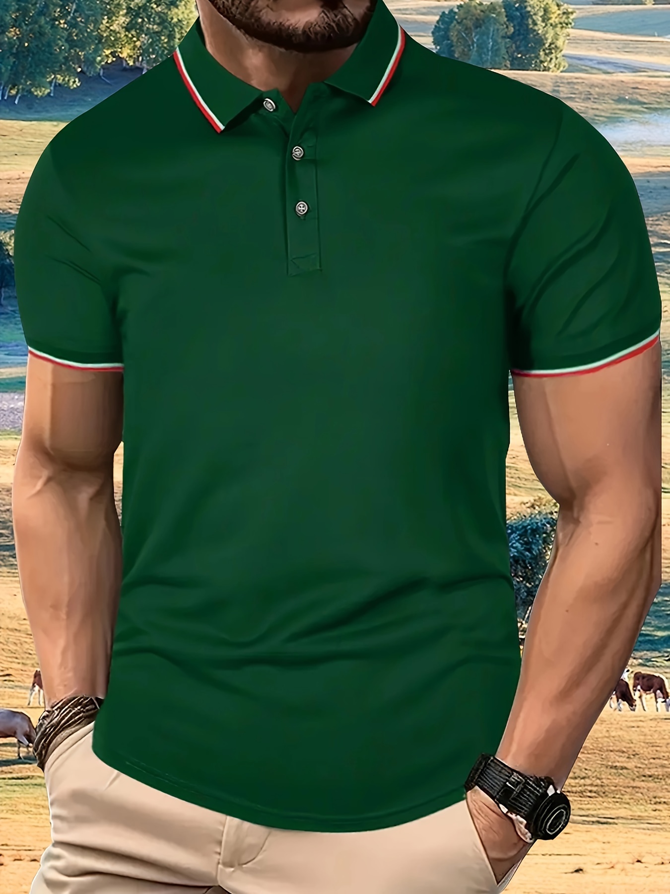  Pooluly Camisas casuales para hombre, camisa de trabajo con  botones, manga corta, transpirable, ropa de trabajo, Verde04 : Ropa,  Zapatos y Joyería
