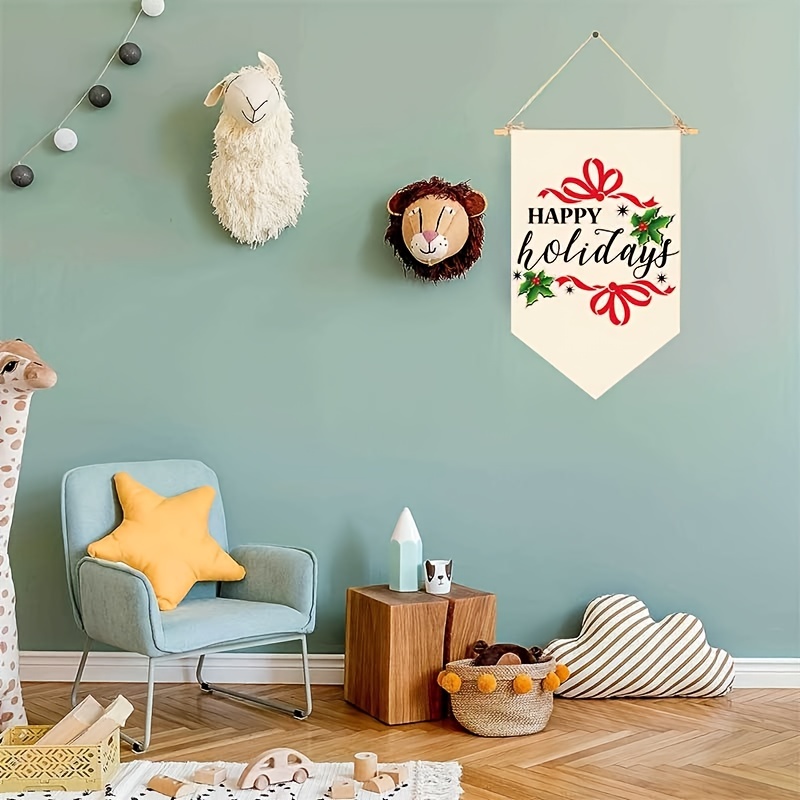 Happy Holidays Hanging Wall Linen Banner Christmas Holiday - Temu