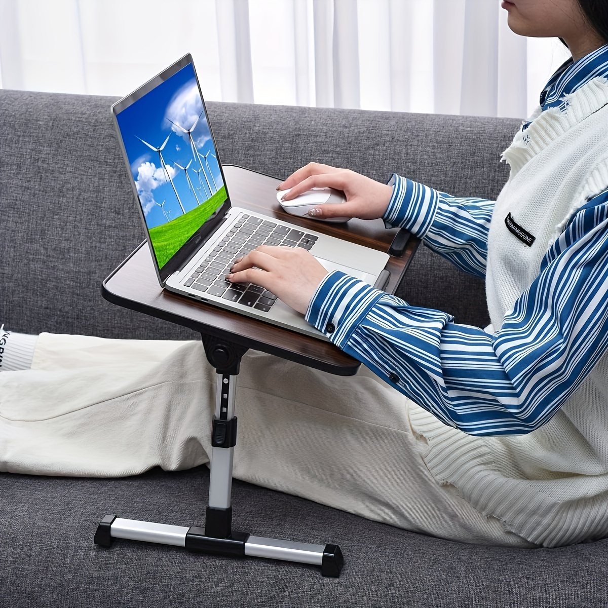 Mesa de cama portátil para ordenador portátil, escritorio de pie ajustable,  soporte de mesa plegable para computadora portátil para