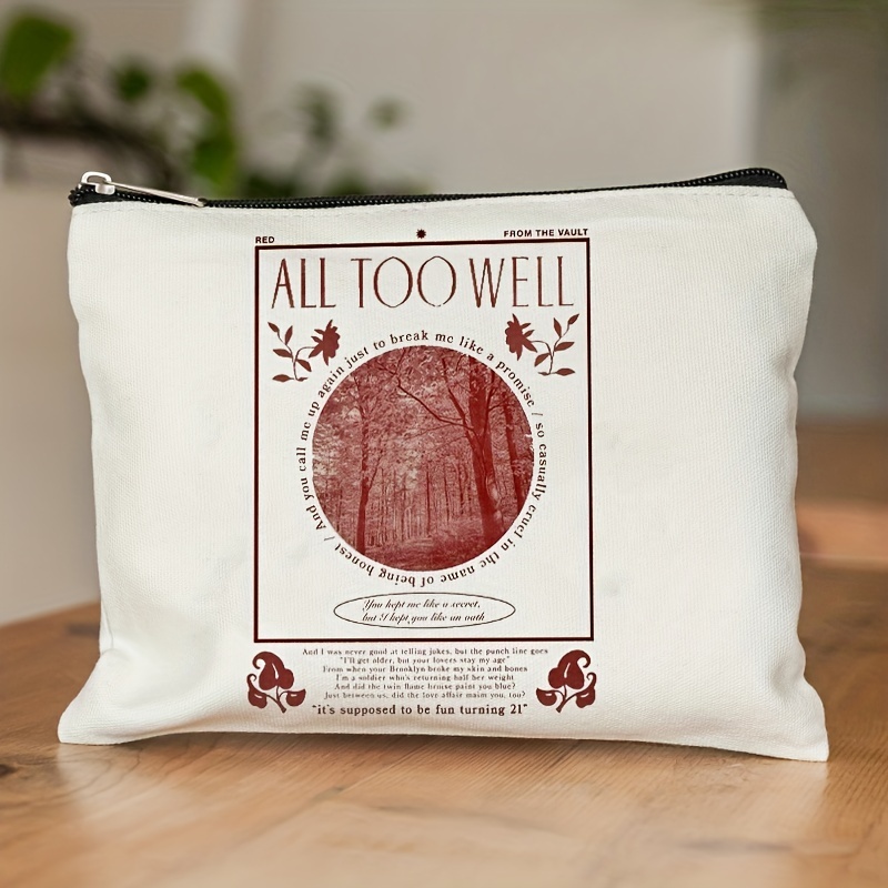 All Too Well Pattern Cosmetics Bag Canvas Travel Toiletry Bag