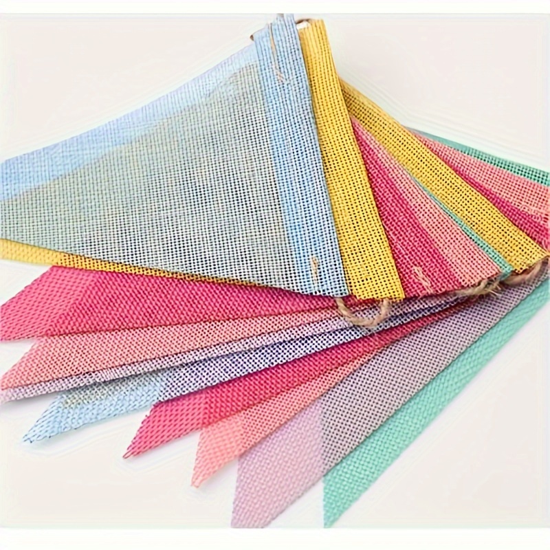 12 Multicolor Flags Imitated Burlap Bunting Banner Pastel Rainbow Decor  Fabric Triangle Flag Compatible With Party Birthday Wedding Kids Room  Classro