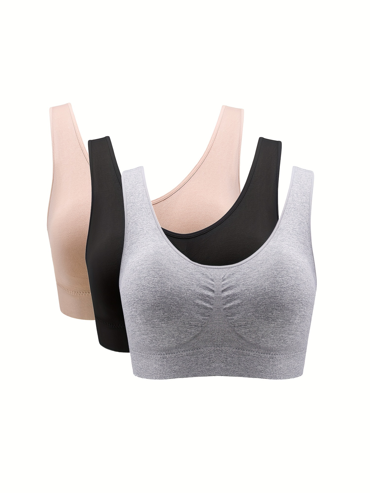 Solid Wireless Sports Bra Comfy Breathable Push Shockproof - Temu