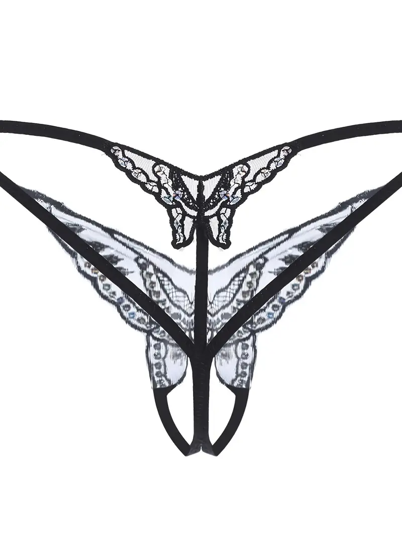 Women Lace Transparent Crotchless Underwear Butterfly Shaped G-String  Panties Open Crotch Underwear Lingerie TMTG - Penty