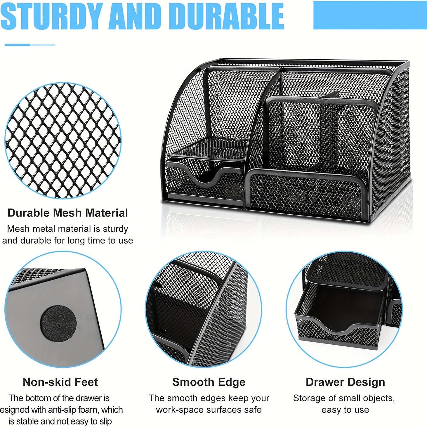 Multi function Metal Mesh Desk Organizer Office Supplies - Temu