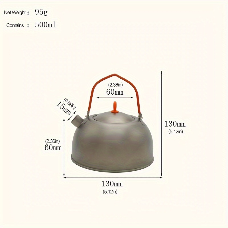 500ml Titanium Water Kettle for Camping and Home Kitchens