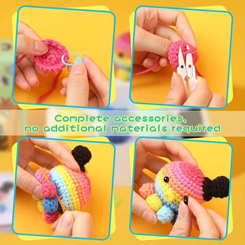 Beginner Crochet Kit for Kids Non-finished Knitting Fiber Crochet Starter  Kit Animals Turtle Octopus Yarn Hooks Pack DIY Craft - AliExpress