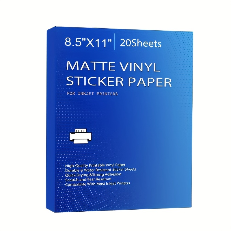 Papel adhesivo para impresora de inyección de tinta - Papel adhesivo  brillante (20 hojas de 8.5 x 11) - Papel adhesivo imprimible - Papel  adhesivo
